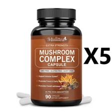 10X Mushroom Complex Capsules with Lions Mane, Chaga Nootropic Brain Supplement 