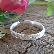 sterling silver thumb ring adjustable with swirls - handmade