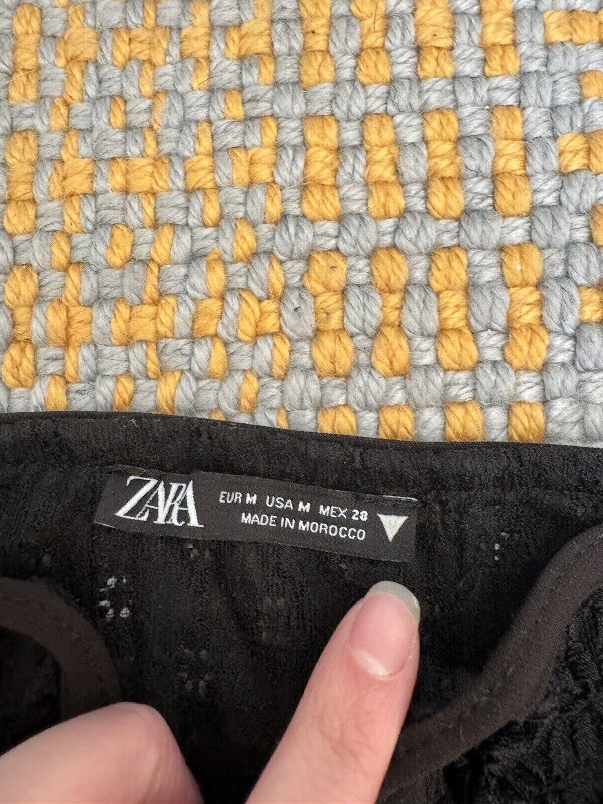 ZARA Strapless Lace Corset Top Medium Black Grung… - image 2