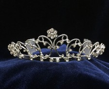 Crystal Rhinestones Tiara With Silver Plated Combs. 1.5 " Tall