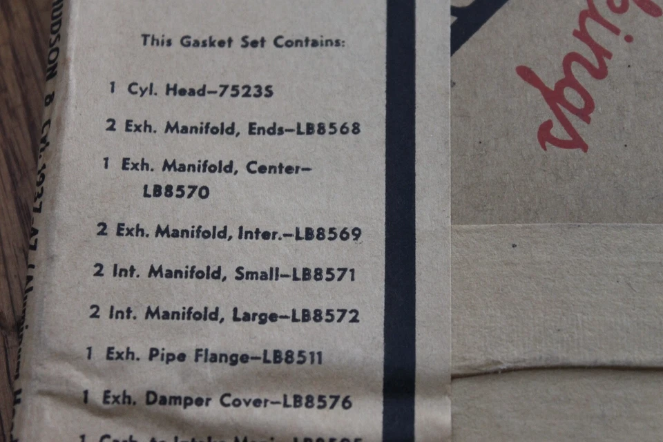 Juego de juntas de culata Fel Pro HS 7523S 1937-1947 Hudson 8 cilindros NOS Foto 4 de 4