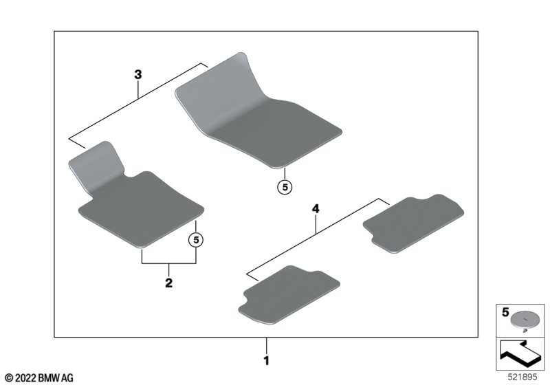 MINI Genuine Rear Right Left Floor Mats Set 2 Pieces Black  