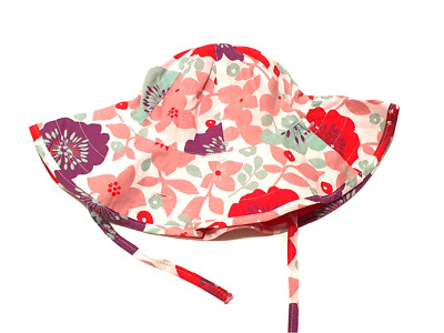 Catimini Mädchen Sommer-Hut Wende-Mütze rot Blumen  - Gr. T2 (ca 4-5 J.)