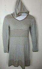 Prana Dress Size S Striped Sweater Hooded Long Sleeve Gray 