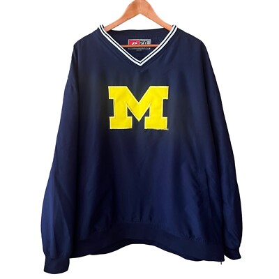 Pro Player Michigan Wolverines U Of M Pullover Jacket Windbreaker Size 2XL