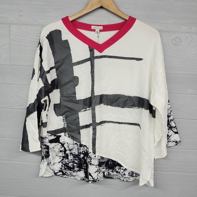 Lemon Grass Hand Printed Art Blouse Womens Size XS NWT