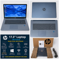 NEW HP 17.3" Touchscreen Laptop Intel N200 384GB SSD Windows 11 Blue