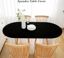 Wolkemer Fitted Oval Tablecloth Spandex Stretch Black Cocktail Table Cover