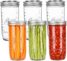 24 Oz Wide Mouth Mason Jars Airtight Metal Lids 6 Pack Canning Food Storage