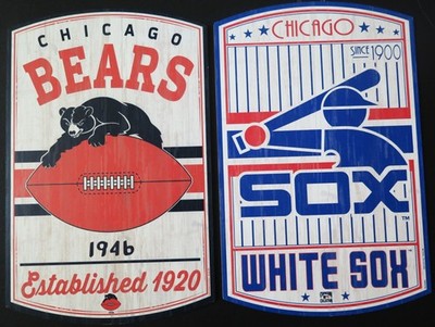 TWO (2) CHICAGO MANCAVE CLASSIC HARD WOOD SIGNS FROM WINCRAFT