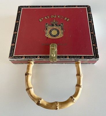 Vintage  Punch Cigar Box Handmade Purse Punch Graphic Colors  Beer Leopard Lined