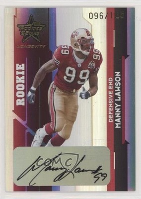 2006 Leaf Rookies & Stars Longevity Rookie Signatures Manny Lawson Auto RC 0d6s
