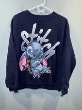 Youth Womens Disney Stitch Sweatshirt Size Medium 8-10 Blue