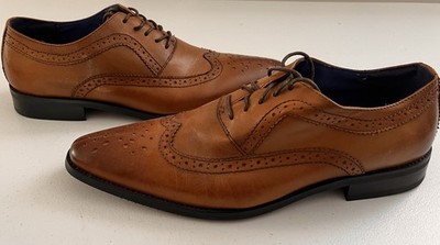Bar III Brown Leather Wingtip Brogue Oxford Men