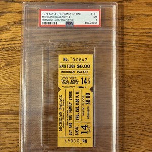 Sly & The Family Stone Full Ticket Michigan Palace November 14 1974 PSA 7 NM