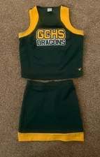 GCHS Dragons Varsity Spirit Cheerleading Uniform Adult 2XL Green And Gold