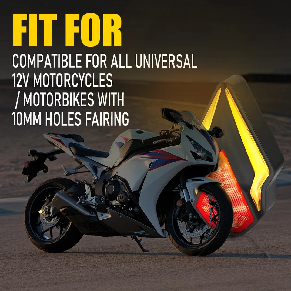 4X Mount Flush Motorcycle Amber Sequential Flowing LED Turn Signal Blinker Light - Image 2 of 4