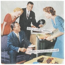 Boston International IHR Anne Taintor Cocktail Napkins, Edibles, 20 Count, 5"x5"