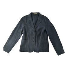 Eileen Fisher 100% Organic Cotton Blazer Jacket Blue Coastal Grandma Minimalist