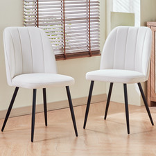 2/4/6X Dining Chairs Velvet Padded Seat Metal Legs Breakfast Kitchen Office