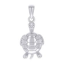 925 Sterling Silver Unisex Cubic-Zirconia Turtle Ocean Pendant