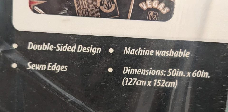 Manta Dream Weave-VEGAS GOLDEN KNIGHTS 2 Caras Tiro Negro y Dorado 50"x 60" Nueva Foto 3 de 4