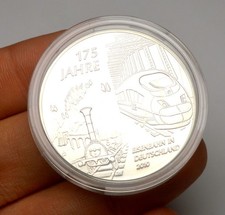 GERMANY 925 SILVER 2010 TRAIN LOCOMOTIVE RAILWAY 175 YEARS MEDAL BAR INGOT