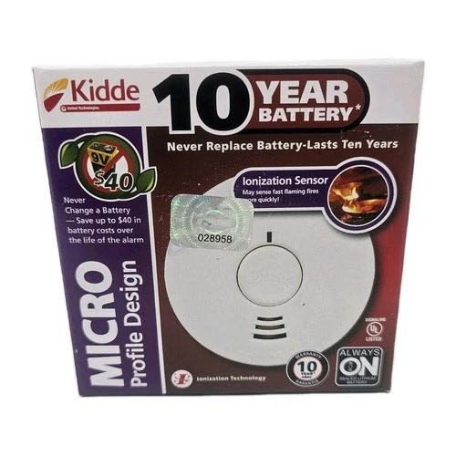 KIDDE SMOKE DETECTOR 10 Year Battery i1040 MICRO PROFILE IONIZATION ALARM SENSOR