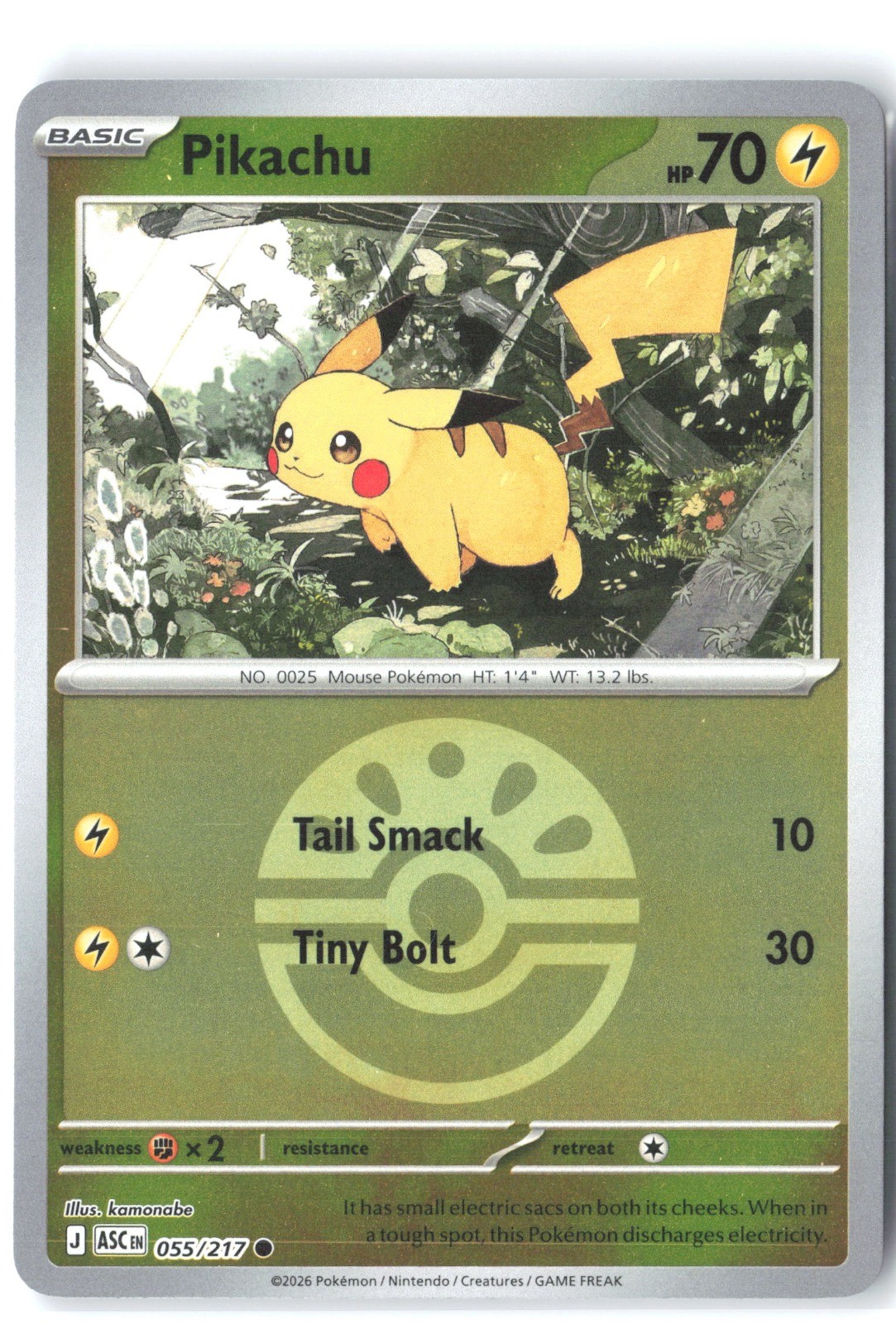 Pikachu (Friend Ball) Reverse Holo Common ME: Ascended Heroes 055/217 NM
