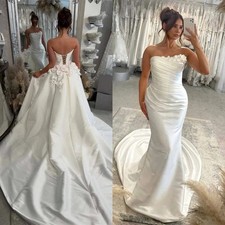 Modern Wedding Dresses for Women Bride with Sleeveless Mermaid Detachable Train