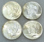 1923 Peace Silver Dollar BU lot of 4 Frosty Luster coins in saflips #S275