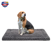 Washable Dog Bed Mat Ultra Soft Crate Pad Large 36x23 Inches Gray for Medium and