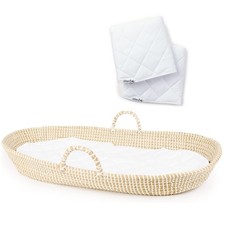 Handmade Baby Changing Basket w/ 2 Organic Cotton Pads - CPSC Compliant Moses Ba