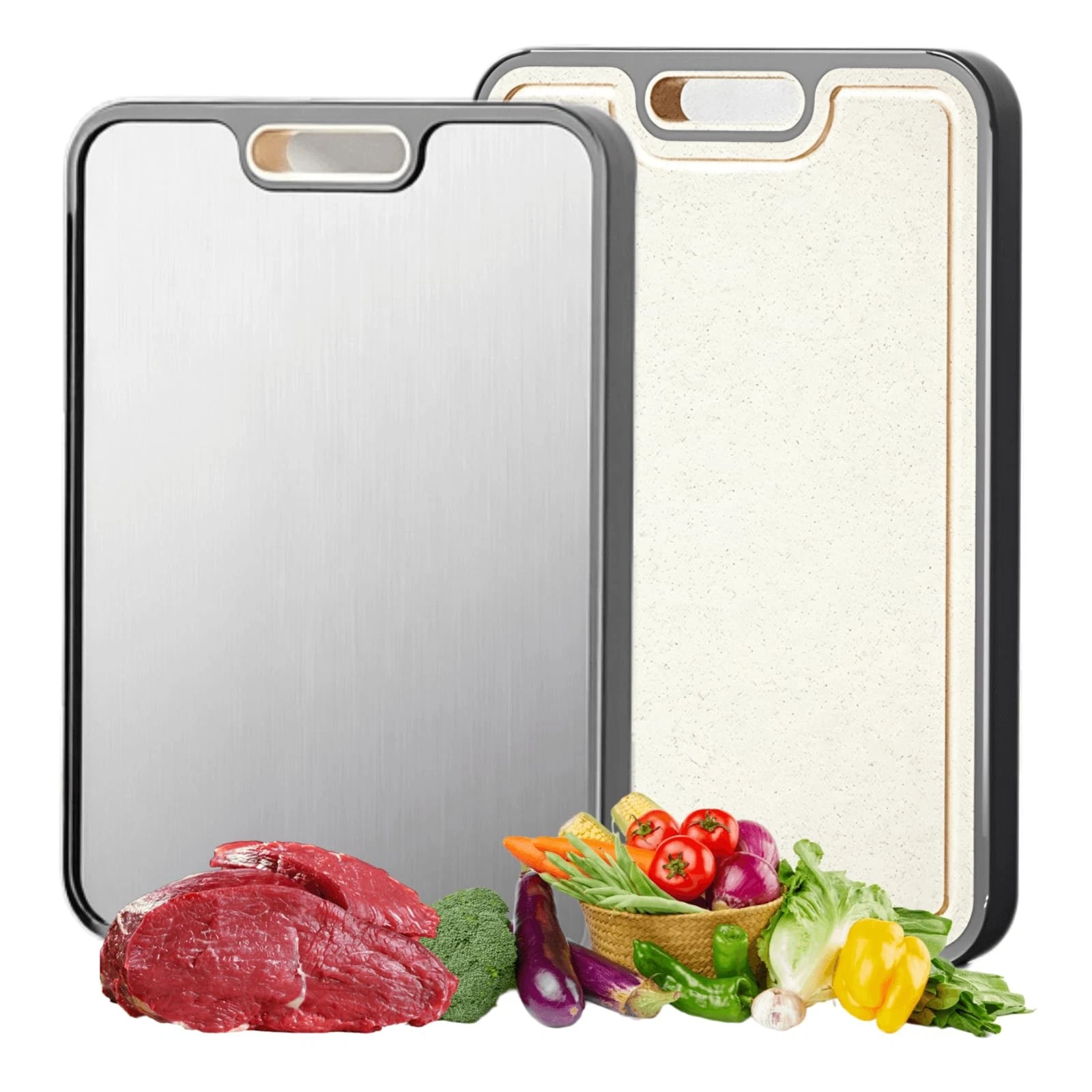 Titanium Cutting Boards for Kitchen,Pure Titanium and Wheat Straw PP Double S...