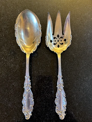Luxembourg by Gorham Sterling Silver Salad Serving Set Goldwashed 8 1/2" 2pc