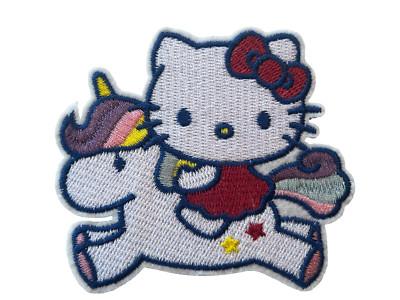 Hello Kitty - RIDING UNICORN - Embroidered Iron-On Patch