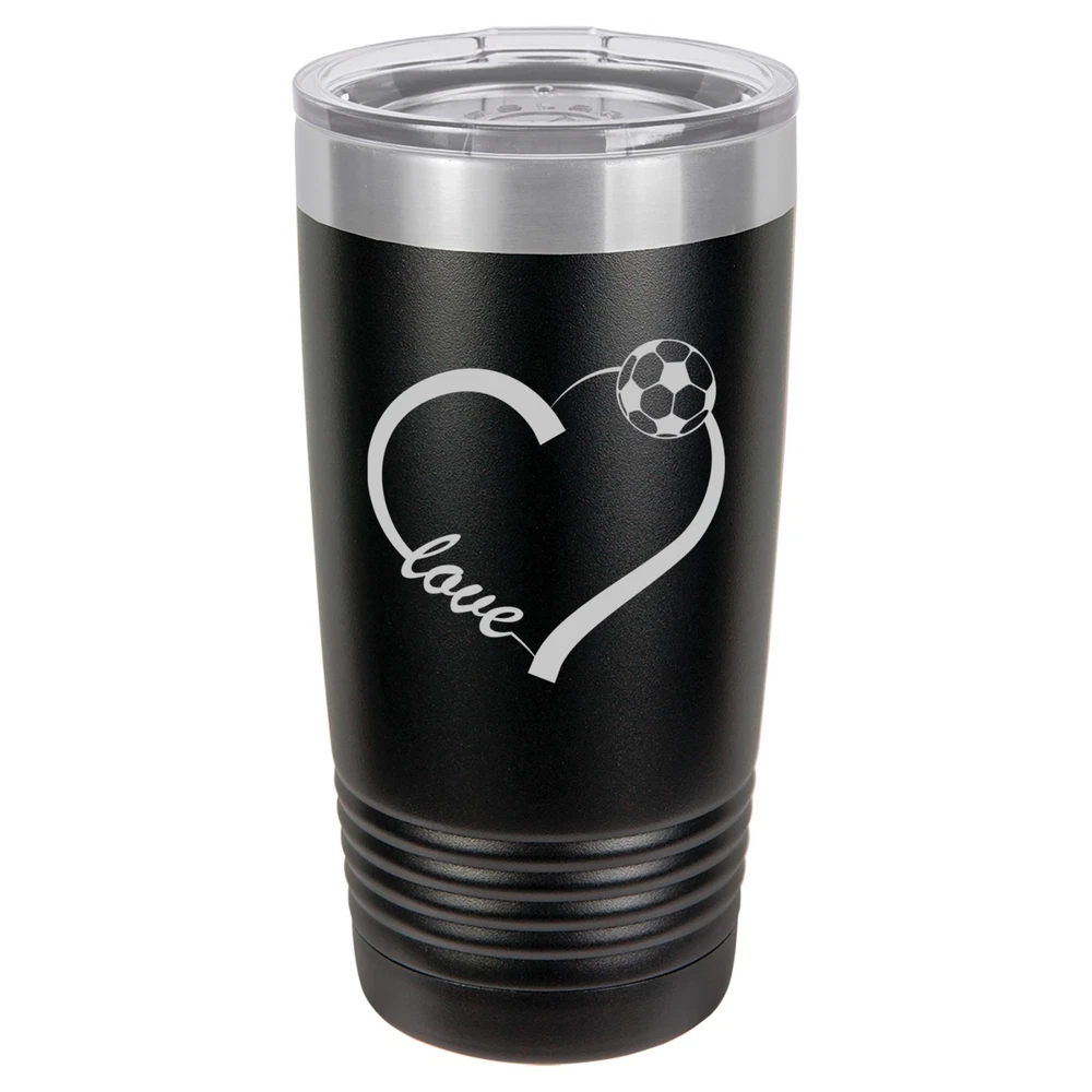 Tumbler 20oz 30oz Travel Mug Cup Insulated Stainless Steel Love Heart Soccer