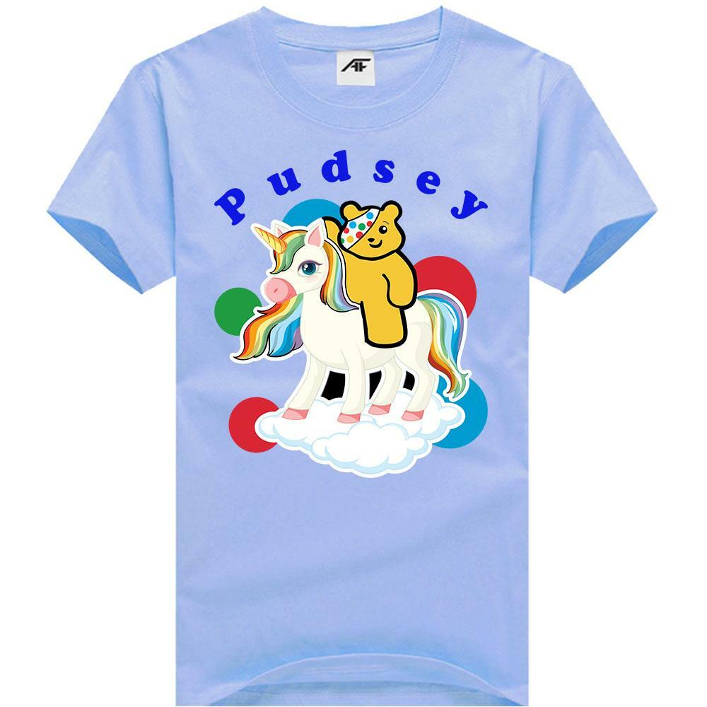 Girls Pudsey Unicorn Printed T-Shirt Casual Summer Wear Novelty