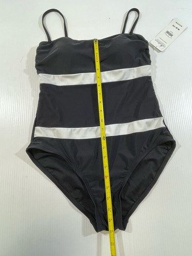 Catalina Woman’s Black White One Pc Bandeau Tank Swimsuit Swimwear M 8-10 - Picture 2 of 8