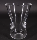 Signed Steuben Glass Signet Flared Vase 5-7/8" H w Pinched Thumbprint Handles