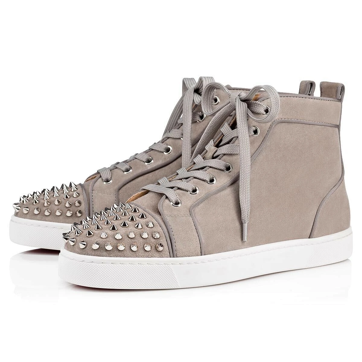 Christian Louboutin Grey Suede Louis Orlato Junior Spikes Sneakers Size 43 Christian  Louboutin