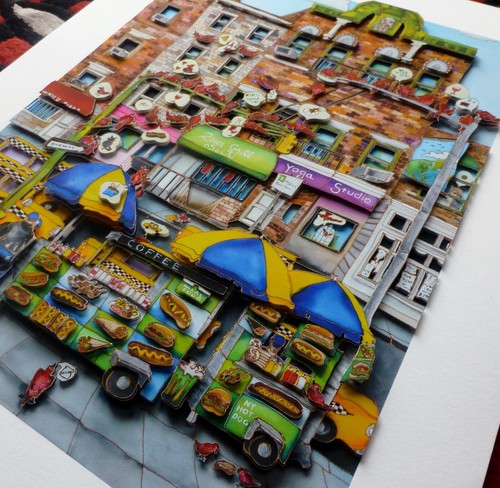 LINNEA PERGOLA New York City food carts 3D Construction HAND SIGNED Bird Tweets - Picture 5 of 5