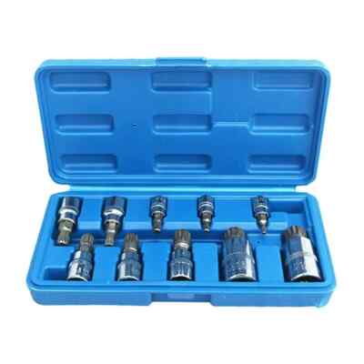 10pc XZN 12 Point MM Triple Square Spline Bit Socket Set Tamper Proof ...