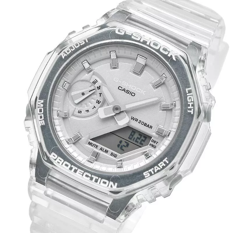 casio g shock white skeleton