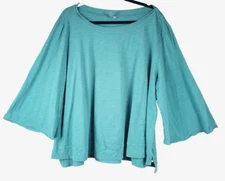 Kleen Kimono Sleeve Top Womens 2X Bohemian Scoop-Neck Relaxed Fit Cotton