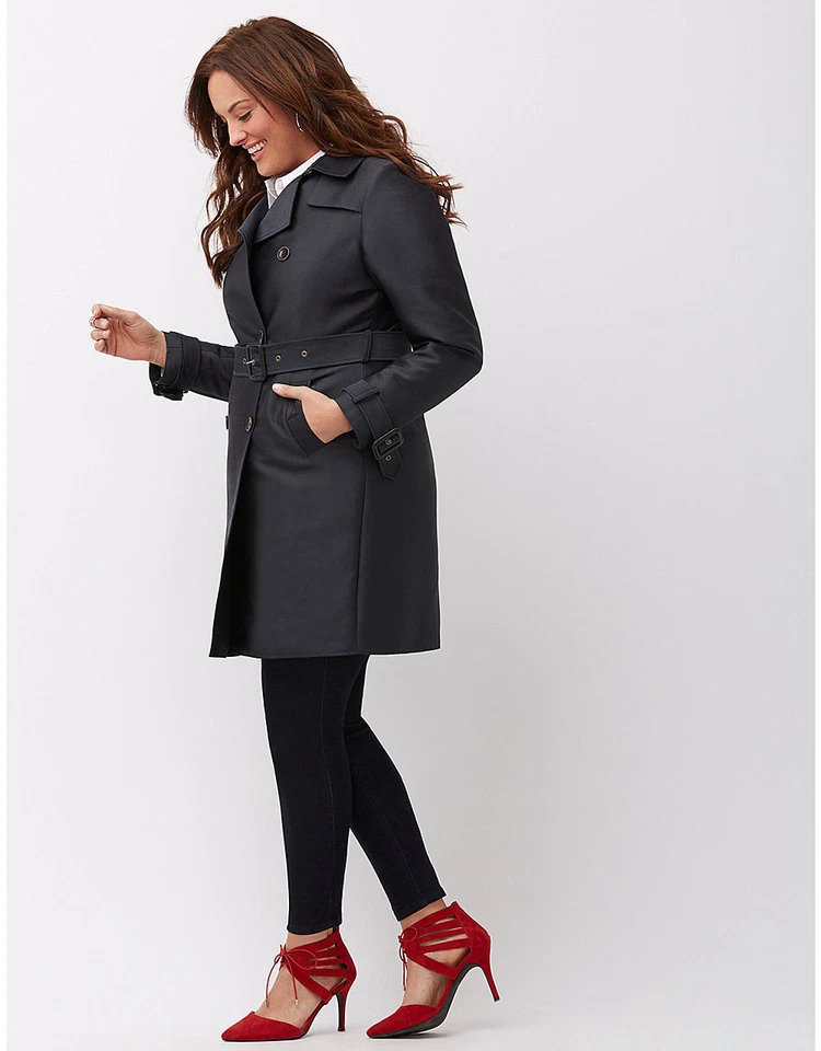 NUEVA GABARDINA LANE BRYANT $348 AZUL MARINO DOBLE BOTONADURA DE MYNT1792 TALLA 3X 22/24 Foto 4 de 4