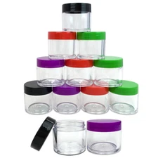 12pcs 30g / 30 gram Large empty clear plastic Sample cream makeup Jar 1 oz 30ml 