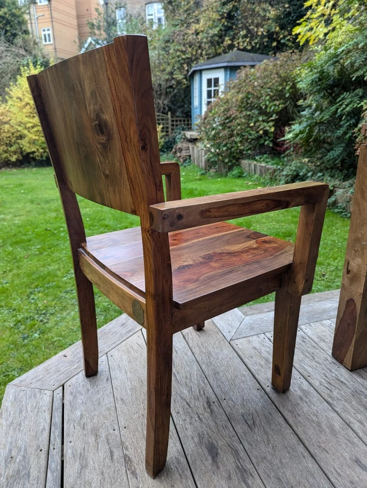 Handmade Indian Rose / Sheesham Heavy Wood Dining Table and Chairs 140 cm - Image 2 of 4