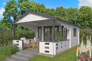 44 Mm Gartenhaus Iso Terrasse 380x590 Cm Blockhaus Holzhaus Geratehaus Holz Ebay