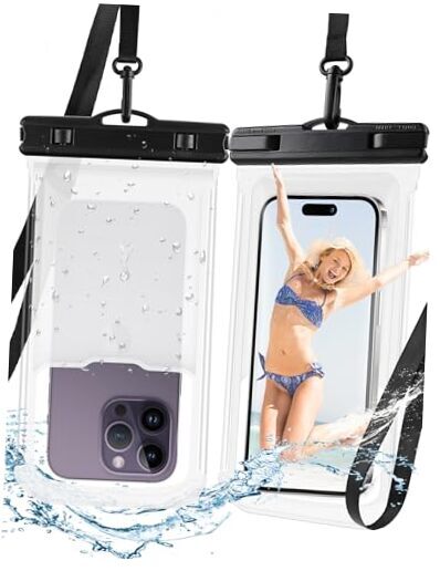 Waterproof Phone Pouch - 2 Pack Underwater Dry Bag, IPX8 Water White-2 Pack